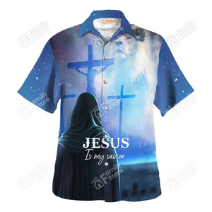 Jesus Is My Savior Blue - For Men And Women - Hawaiian Shirt