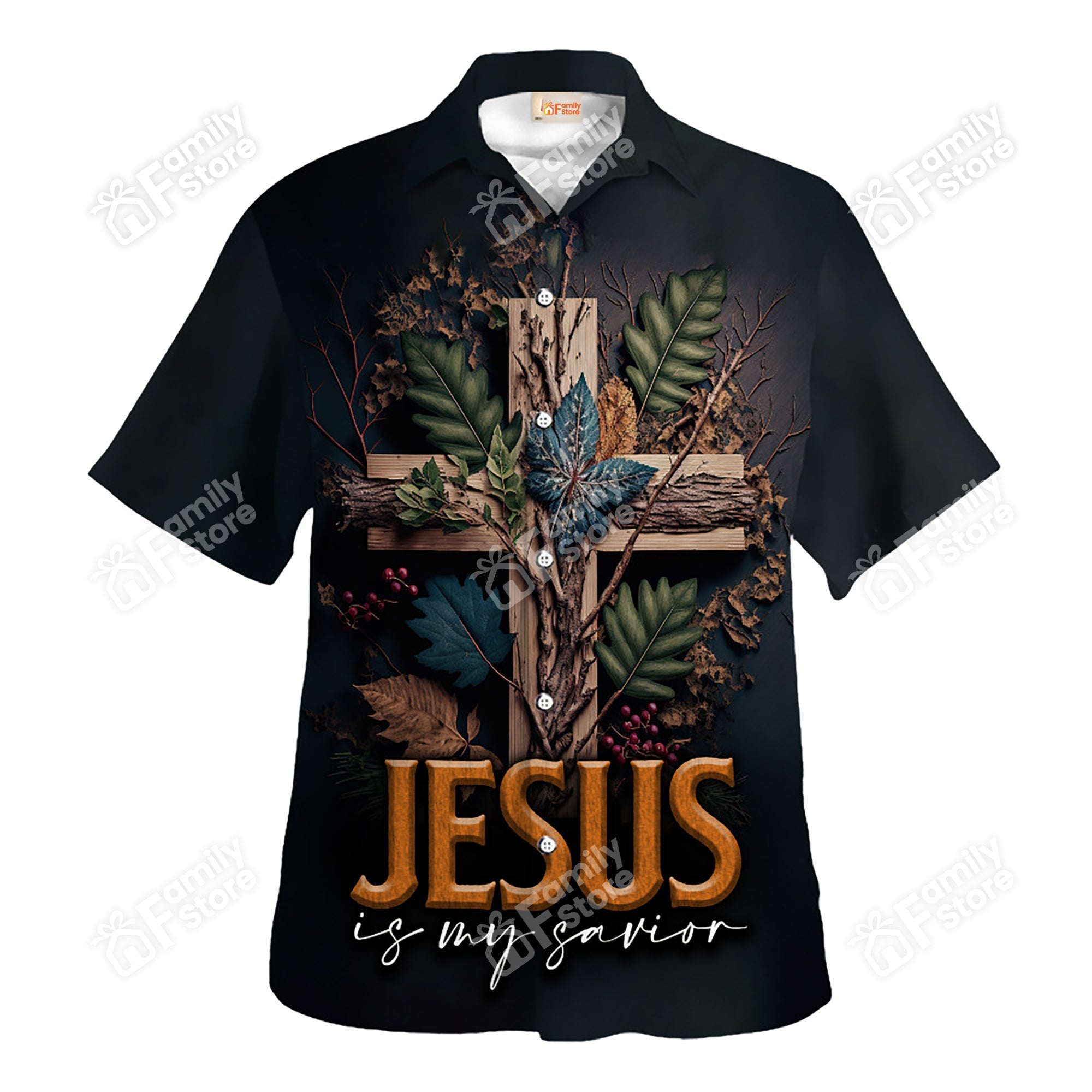 Jesus Is My Savior Leaf in the Cross - Hawaiian Shirt