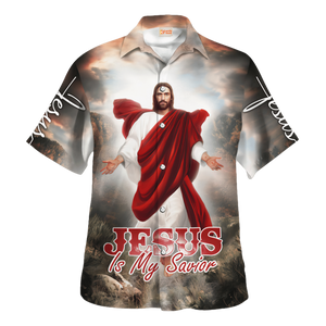 Jesus Is My Savior Red - For Men And Women - Hawaiian Shirt