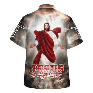 Jesus Is My Savior Red - For Men And Women - Hawaiian Shirt