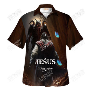 Jesus Is My Savior With Devil - Hawaiian Shirt