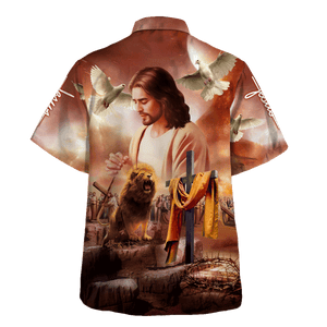 Jesus Is Praying, Lion And Dove - Hawaiian Shirt