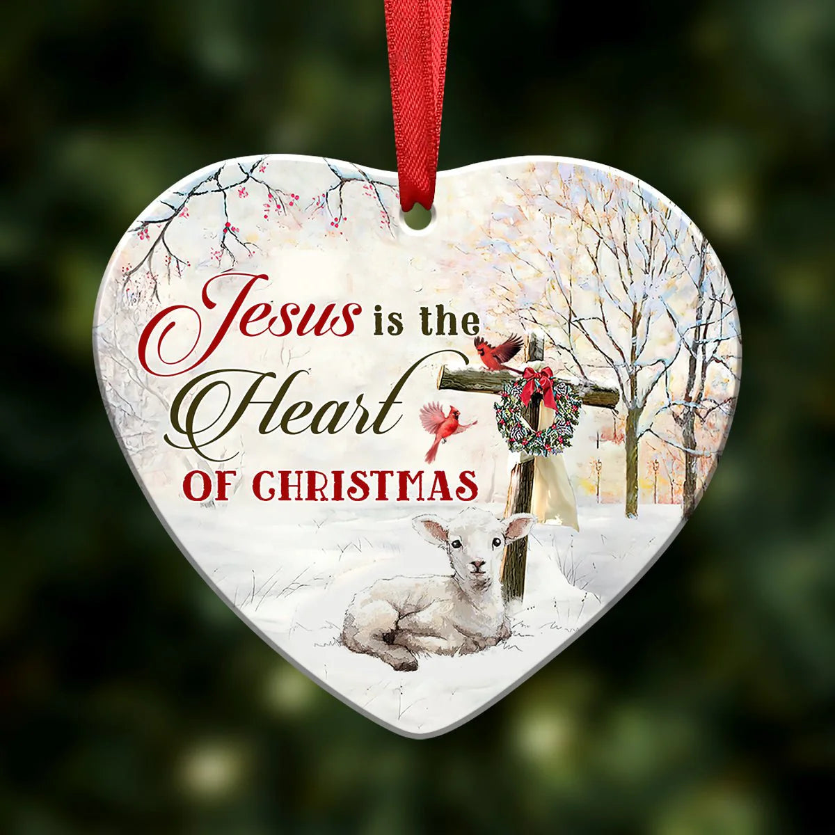 Jesus Is The Heart Of Christmas - Pet Memorial - Personalized Ceramic Ornament DN100