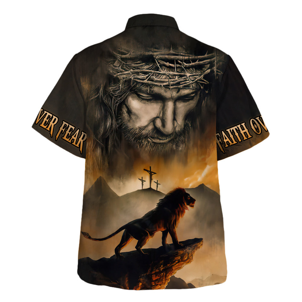 Jesus Lion Faith Over Fear - Hawaiian Shirt