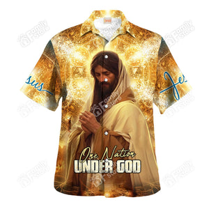 Jesus Nation Under God Golden Light - Hawaiian Shirt