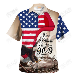 Jesus One Nation Under God And Flag US - Hawaiian Shirt