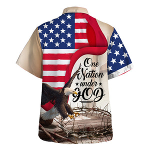 Jesus One Nation Under God And Flag US - Hawaiian Shirt