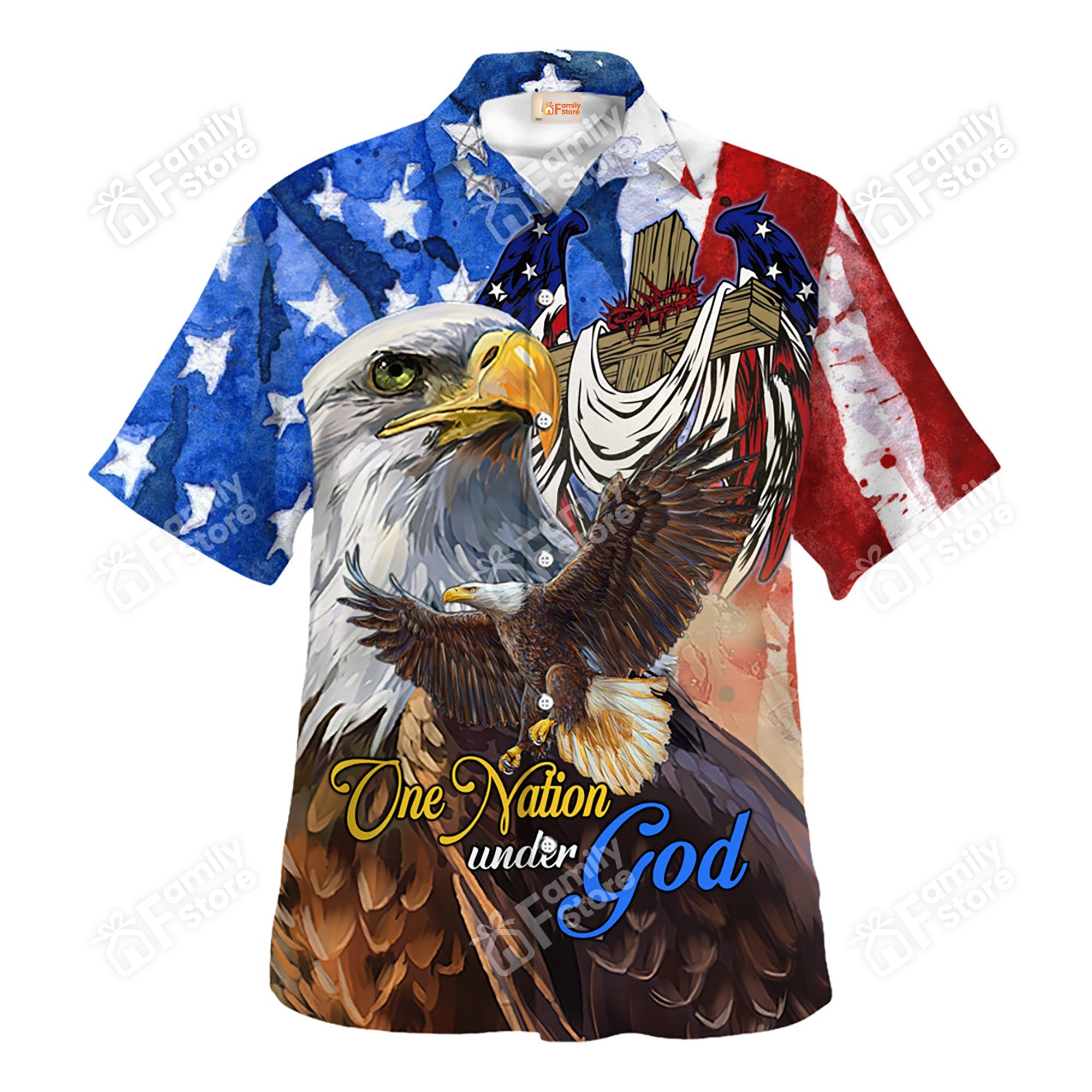 Jesus One Nation Under God Eagle - Hawaiian Shirt