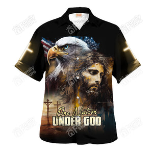 Jesus One Nation Under God Eagle Independence - Hawaiian Shirt