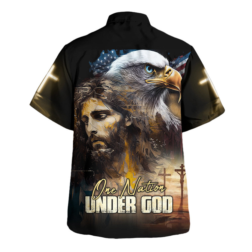 Jesus One Nation Under God Eagle Independence - Hawaiian Shirt