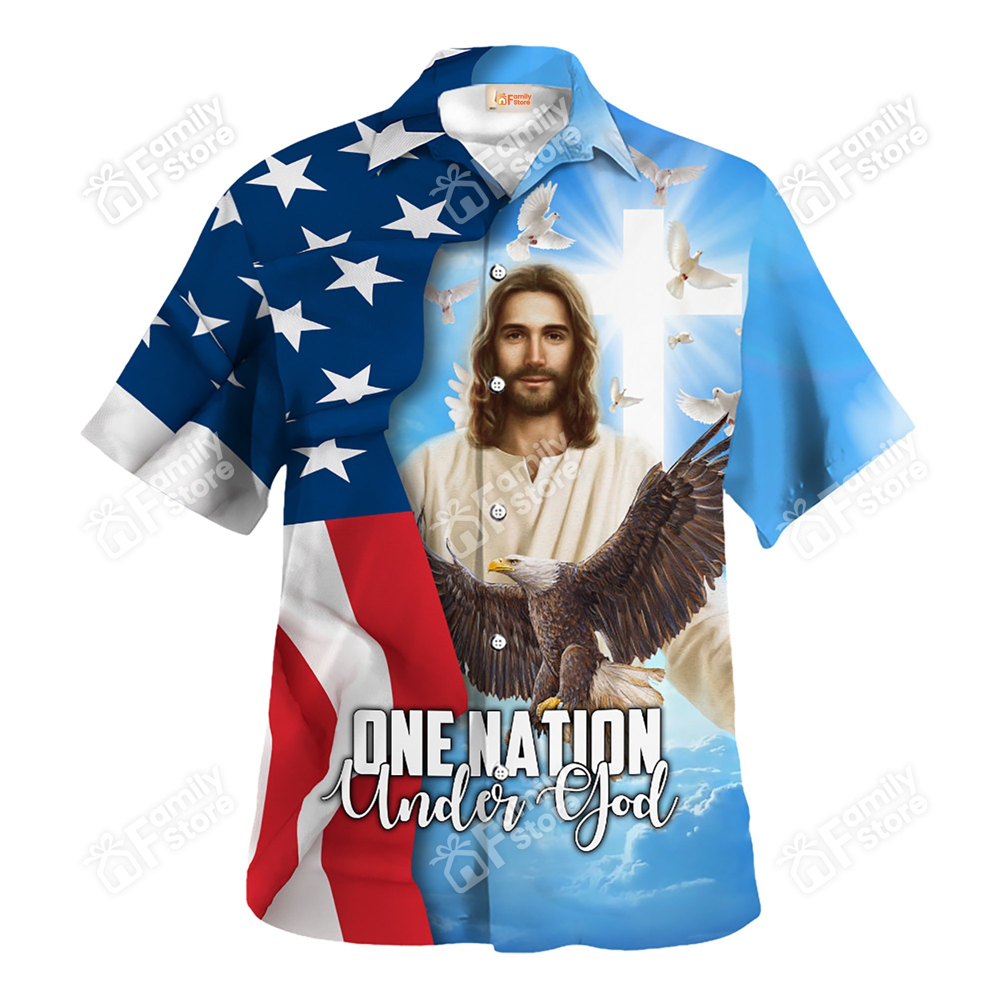 Jesus One Nation Under God - Hawaiian Shirt