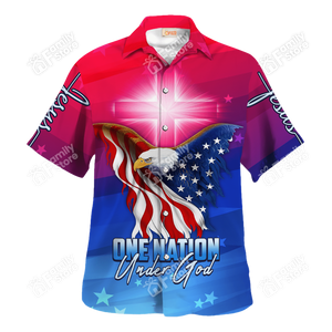 Jesus One Nation Under God Pink Pattern - Hawaiian Shirt