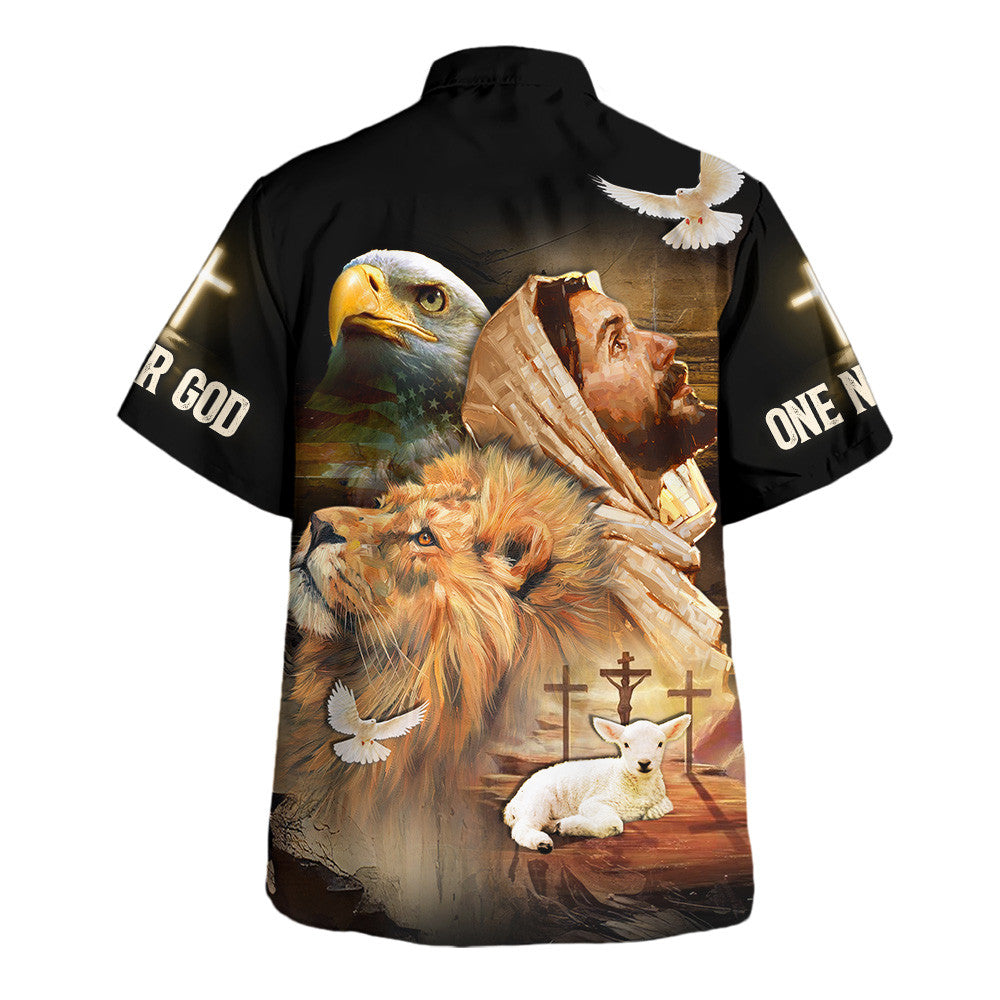 Jesus One Nation Under God With Animals - Hawaiian Shirt