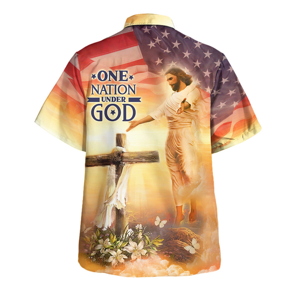 Jesus One Nation Under God, God Bless - Hawaiian Shirt