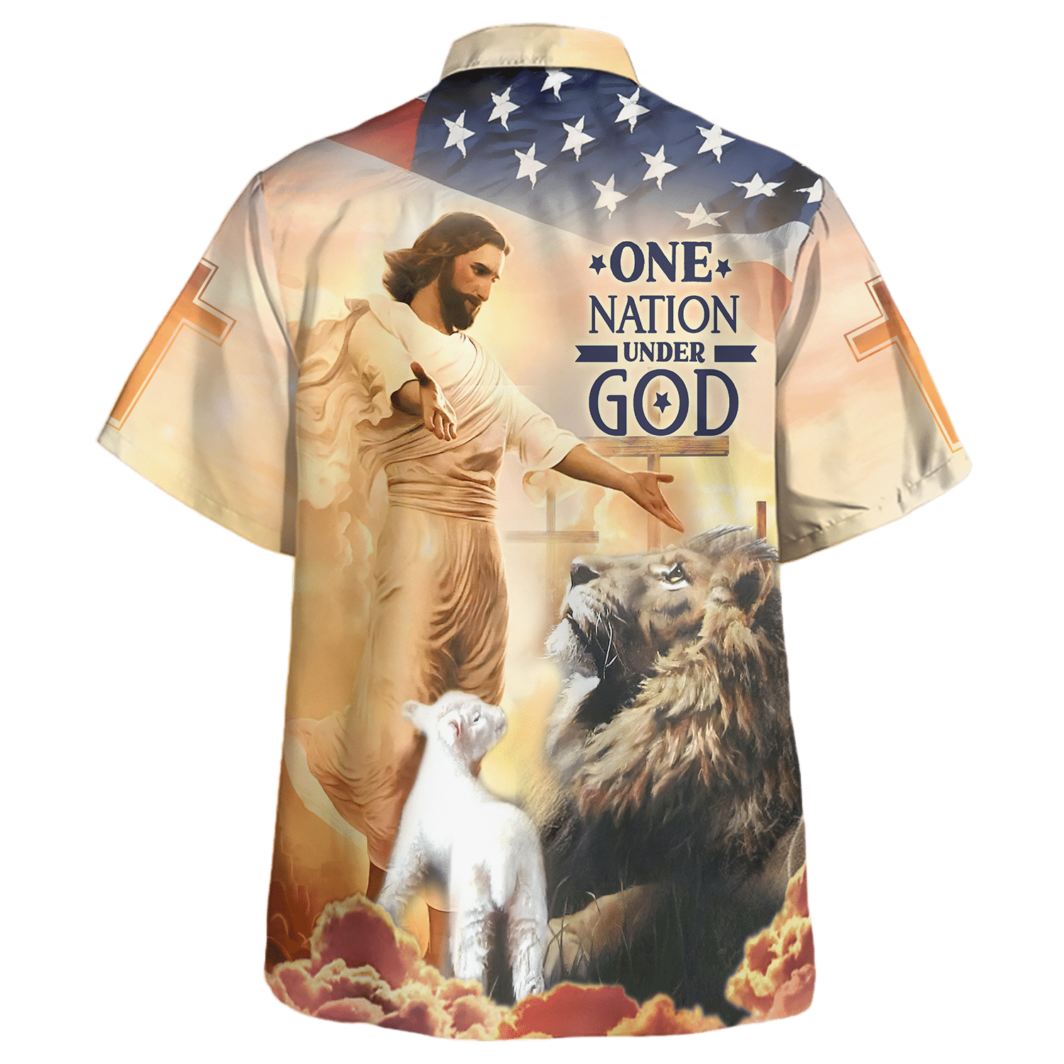 Jesus One Nation Under I God, Goat, Lion - Hawaiian Shirt