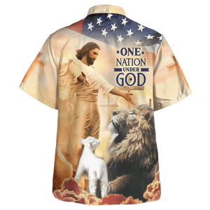 Jesus One Nation Under I God, Goat, Lion - Hawaiian Shirt