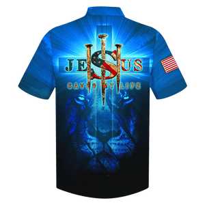 Jesus Saved My Life Blue Lion - For Men And Women - Hawaiian Shirt