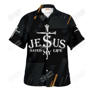 Jesus Saved My Life Black Pattern - Hawaiian Shirt