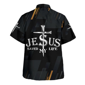 Jesus Saved My Life Black Pattern - Hawaiian Shirt