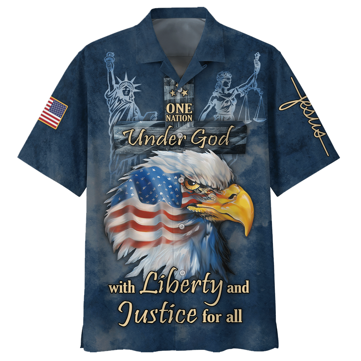 Jesus Under God With Liberty And Justice For All - Hawaiian Shirt