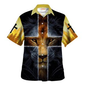 Jesus Warrior Of Christ Lion Cross - Hawaiian Shirt