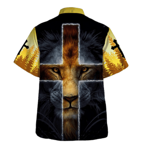 Jesus Warrior Of Christ Lion Cross - Hawaiian Shirt