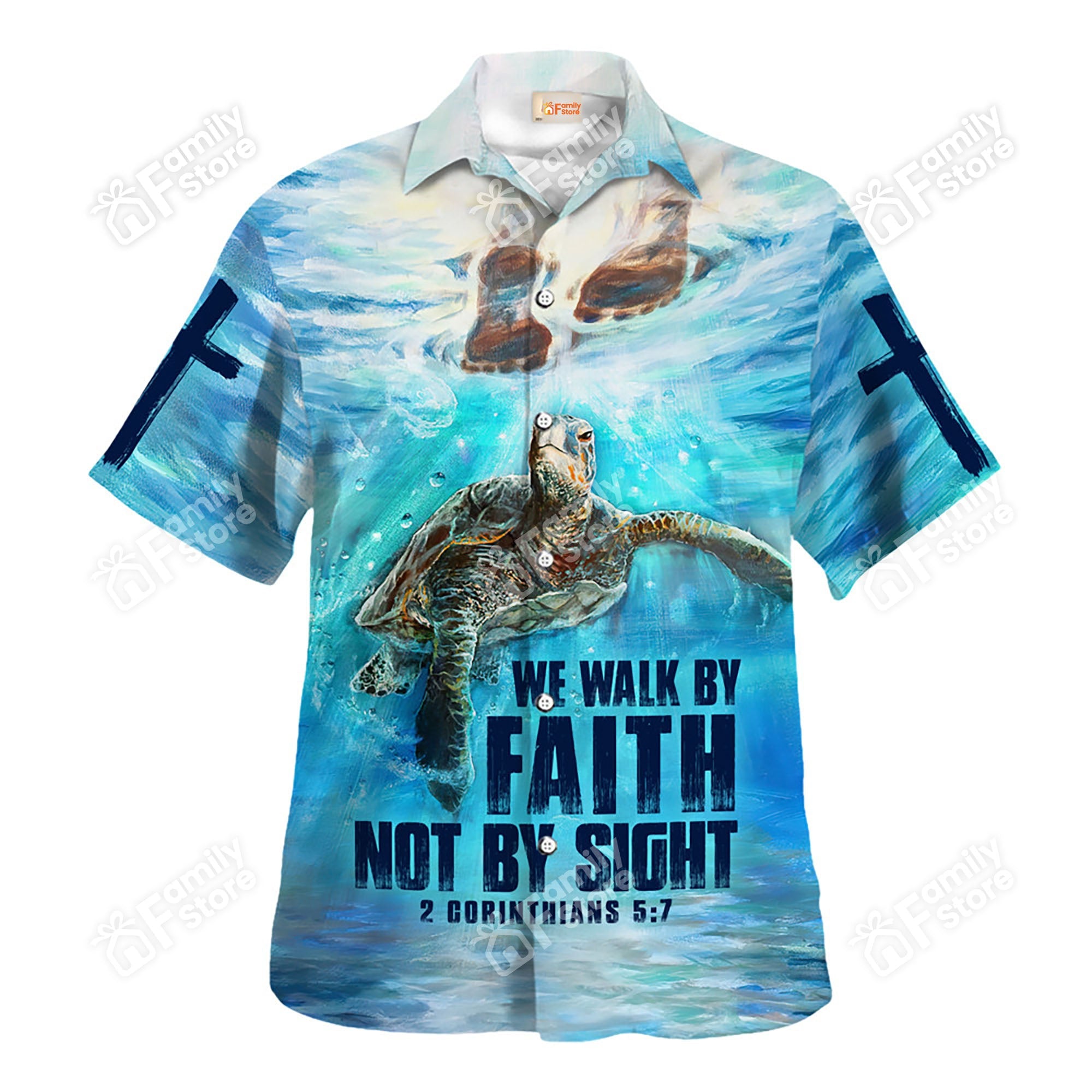 Jesus We Walk By Faith Not By Sight Turtle - Hawaiian Shirt