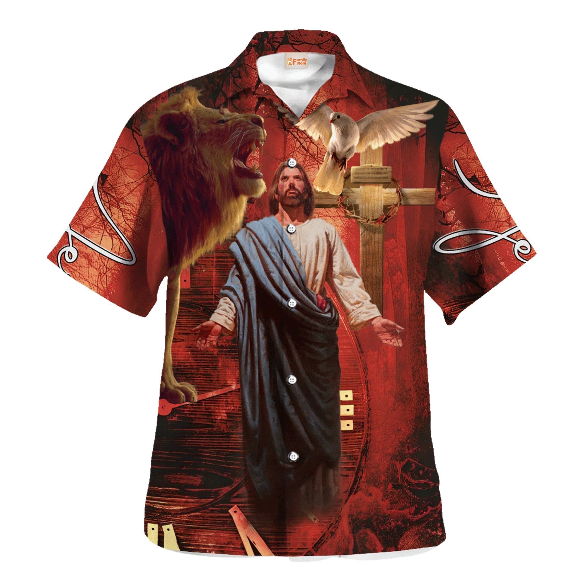 Jesus, Lion And Dove - For Men And Women - Hawaiian Shirt