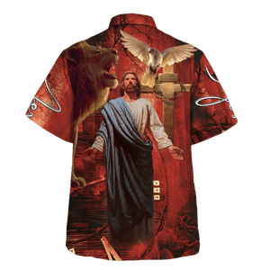 Jesus, Lion And Dove - For Men And Women - Hawaiian Shirt