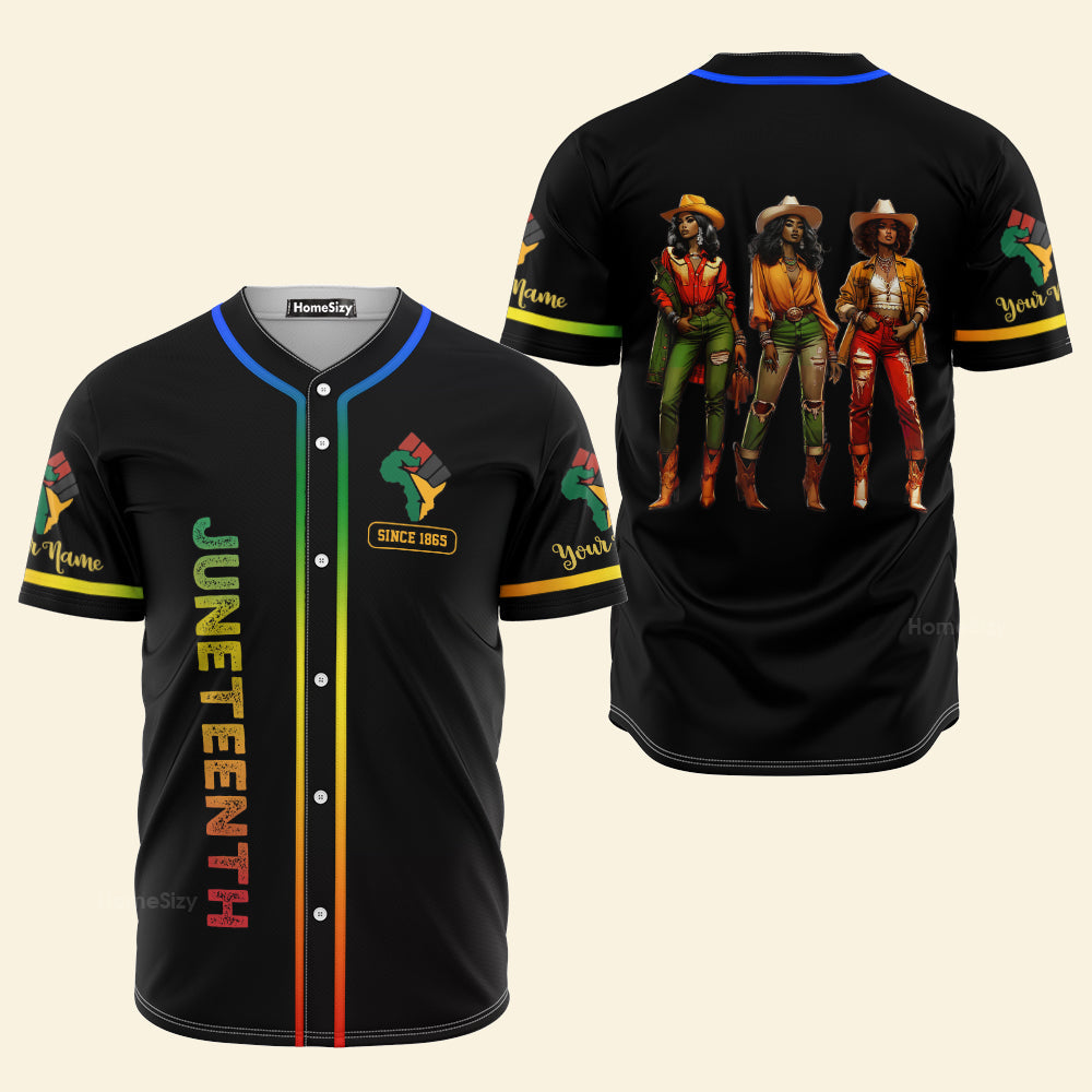 JuneteenthBlackCowgirlWesternRodeoMelaninBlackHistoryTe xas PersonalizedBaseballJersey
