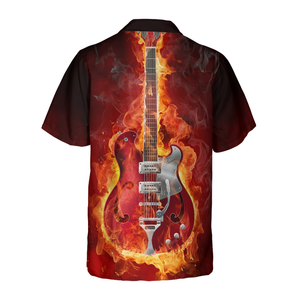 Live Hard Die Strong Burning Guitar - Hawaiian Shirt