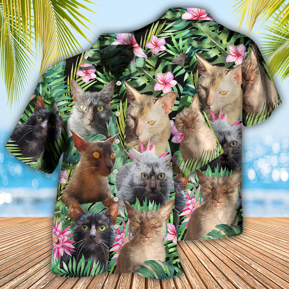 Lykoi Cat Love Beautiful Flower - Hawaiian Shirt