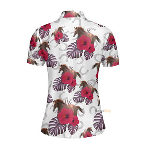 Kentucky Derby New Flower Horse Red - Women Polo Shirt