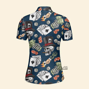 Lucky Dice Spades Gambling Skull Aloha - Women Polo Shirt