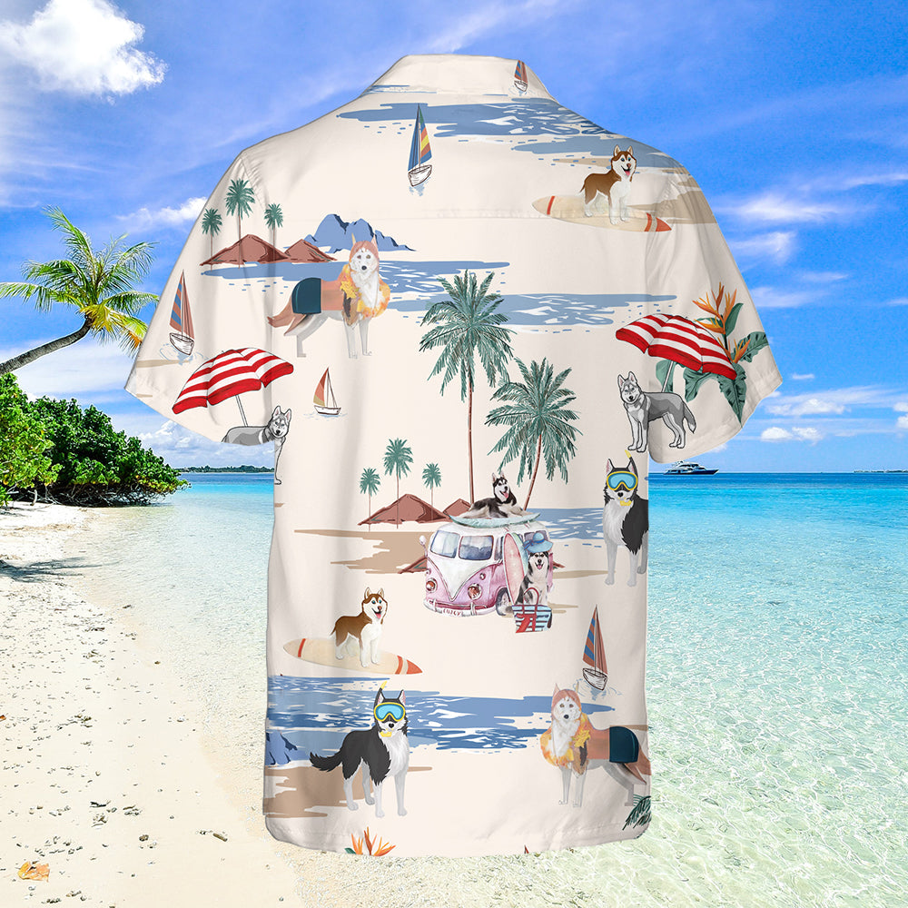 Husky Summer Beach Hawaiian Shirts For Men Women