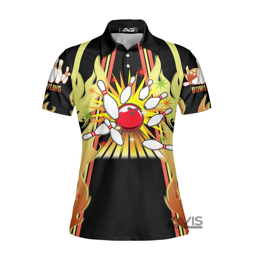 Bowling Fire You Don't Have To Be Crazy Bowl Polo Shirt For Women
