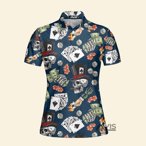 Lucky Dice Spades Gambling Skull Aloha - Women Polo Shirt