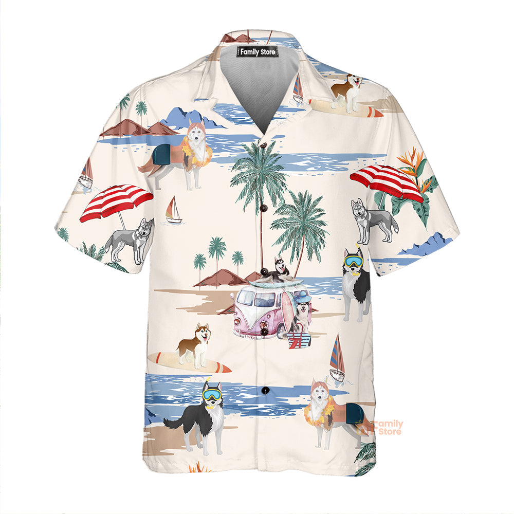 Husky Summer Beach Hawaiian Shirts For Men Women