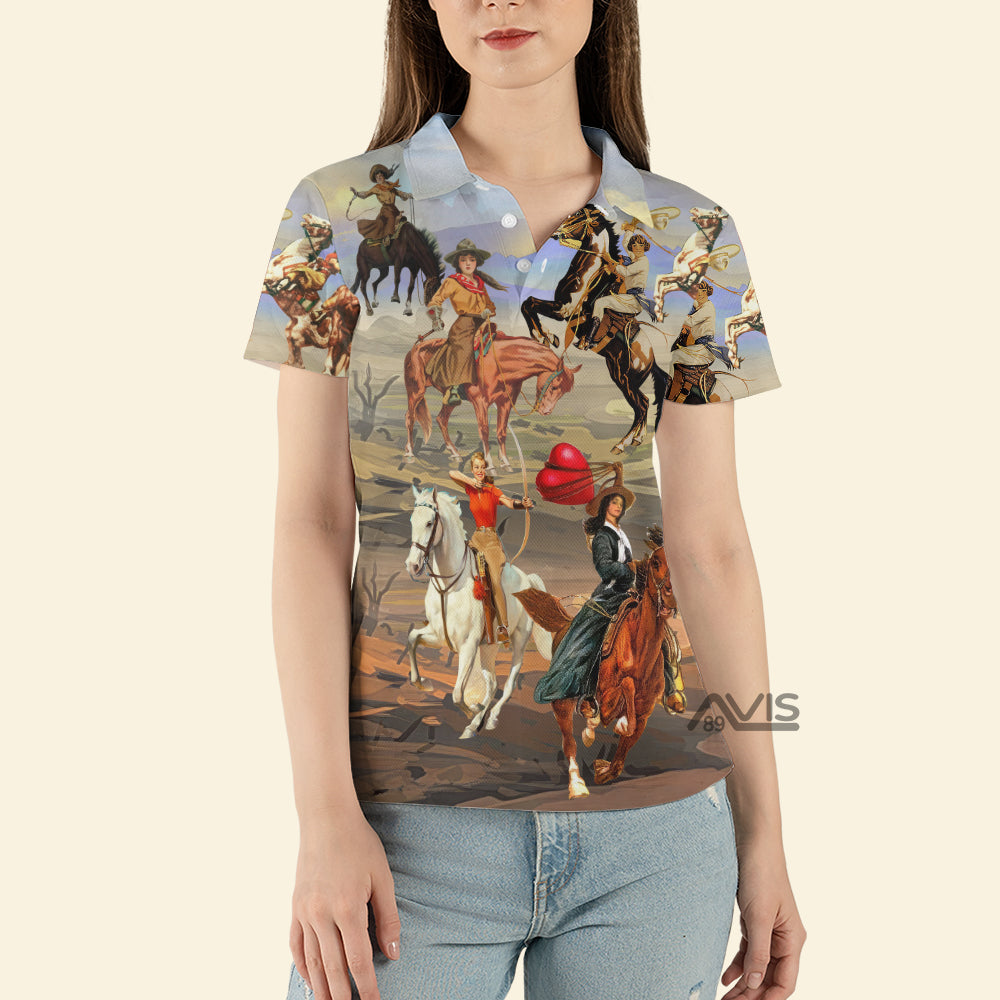 Avis89 Texas Cowgirls Picture - Women Polo Shirt