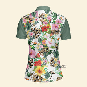 Avis89 Golf Tropical Flowers - Gift For Golf Lovers - Women Polo Shirt