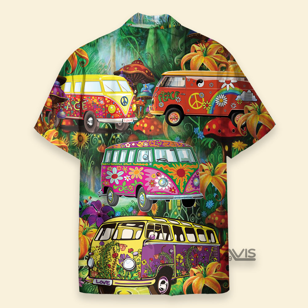 Hippie Bus Peace Life Colorful Style Hawaiian Shirt