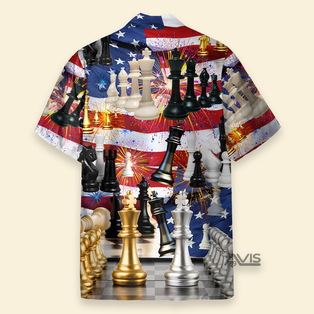 Chess And Firework Independence Day - Hawaiian Shirt