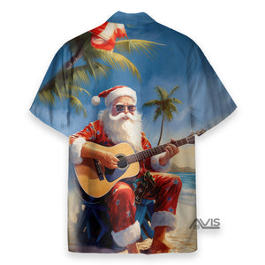 Christmas Vacation Santa Claus Playing Guitar - Hawaiian Shirt