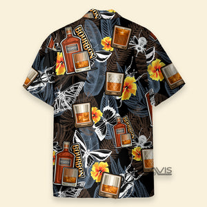 Wine Bourbon Drinking Butterflies Tropical - Hawaiian Shirt