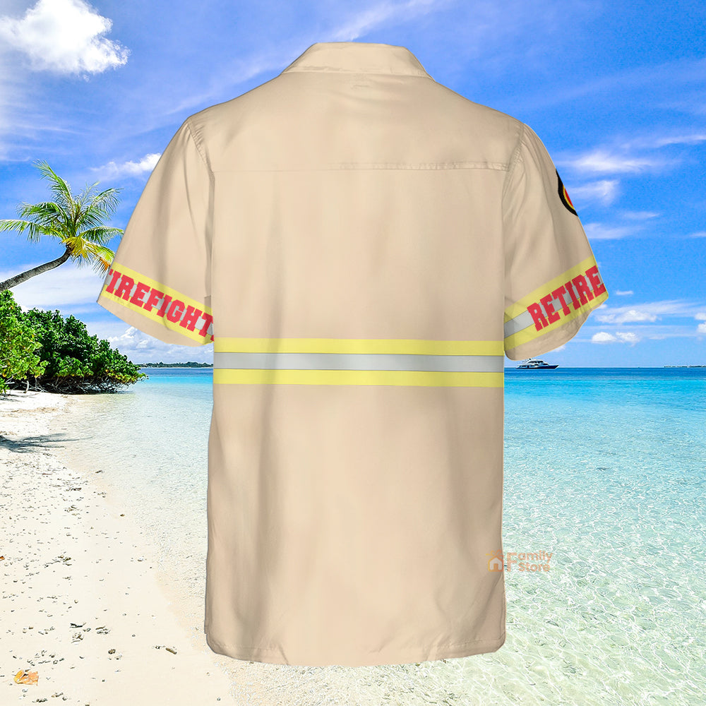 Proud Retired Firefighter Cream Life Vest Work Uniform Cosplay Costume - Hawaiian Shirt