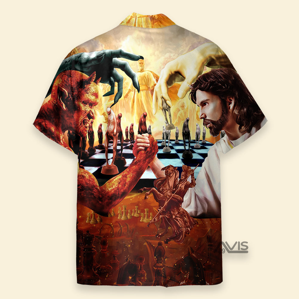 Chess Battle Satan Vs Jesus Cool Style - Hawaiian Shirt