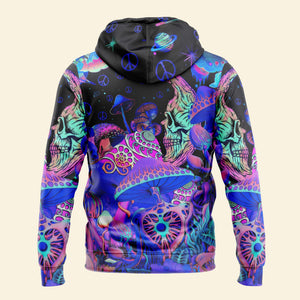 Hippie Mushroom Skeleton In Fantasy World - Hoodie