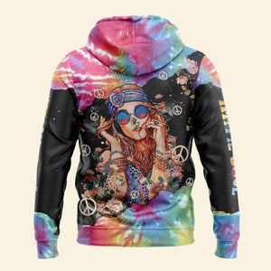 Hippie Girl And Flower Colorful Peace - Hoodie