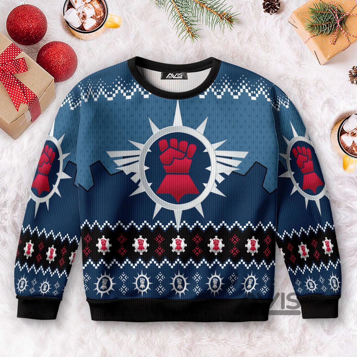 Avis89 Warhammer Crimson Fists Iconic - Ugly Christmas Sweater