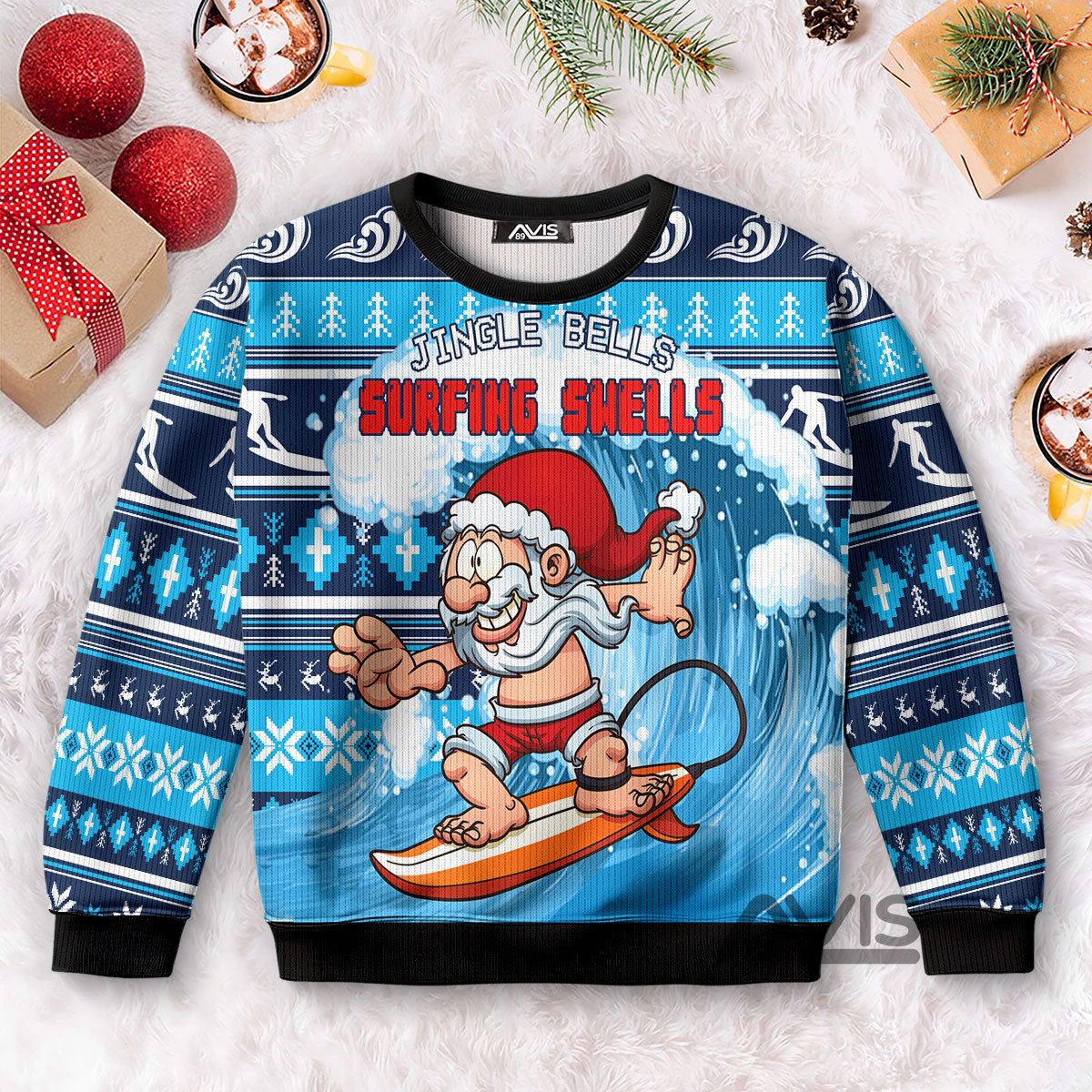 Jingle Bells Surfing Swells Christmas Funny Ugly Sweater